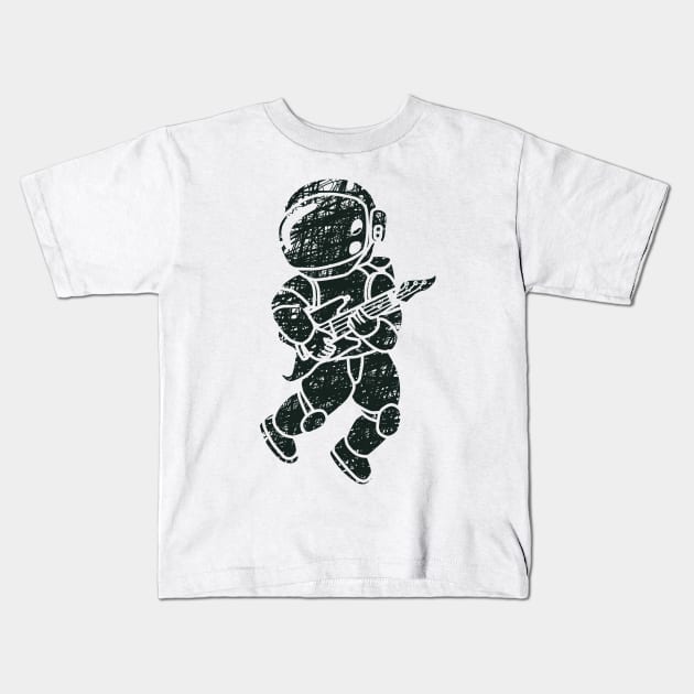 an astronaut playing guitar for icon or logo Kids T-Shirt by bloomroge